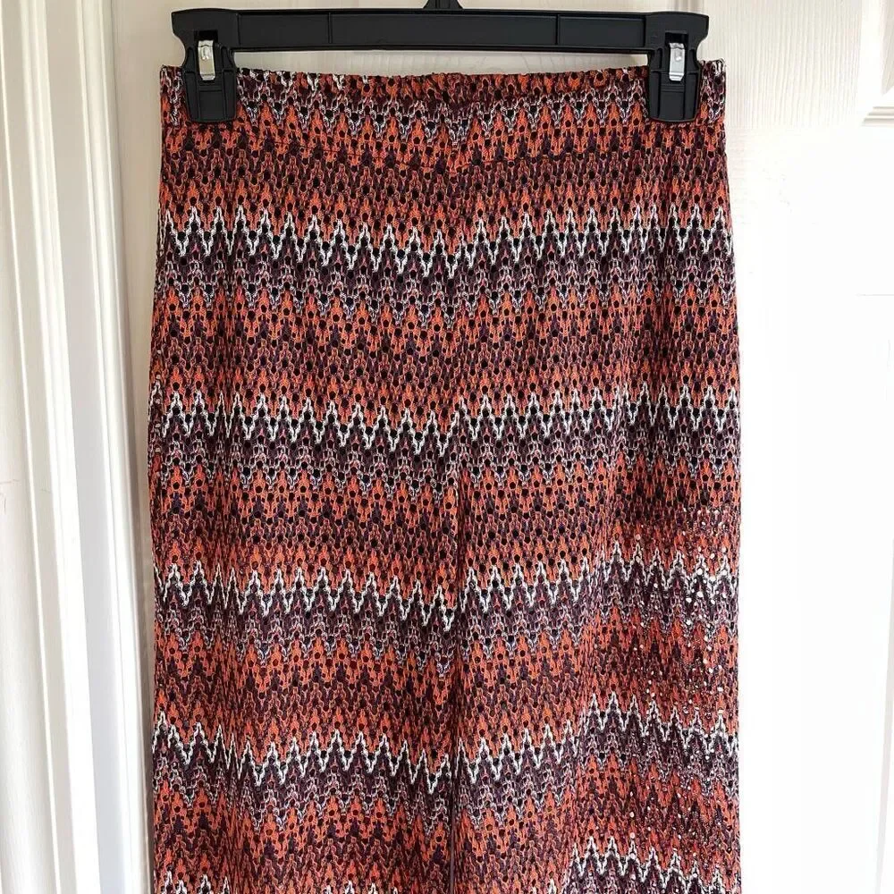 ZARA Trafaluc Zig Zag Chevron Open Knit Wide Leg Pants - Small